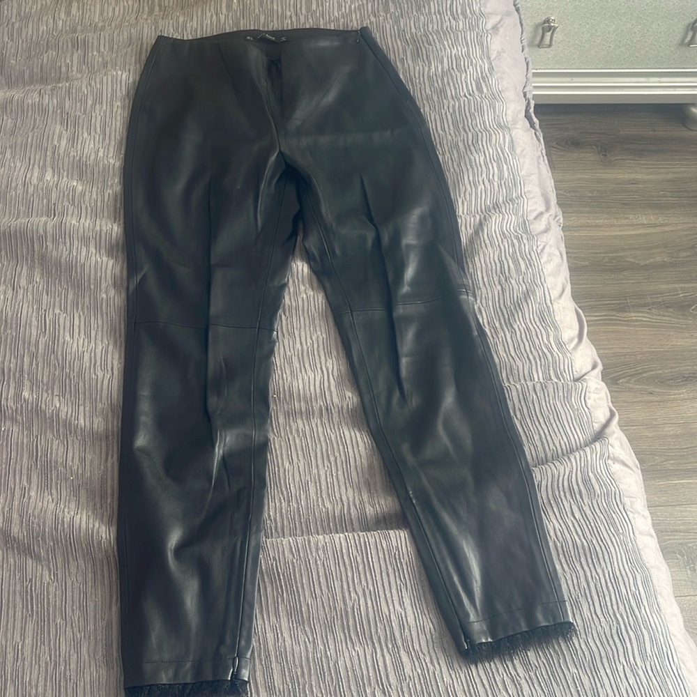Zara black leather jeggings